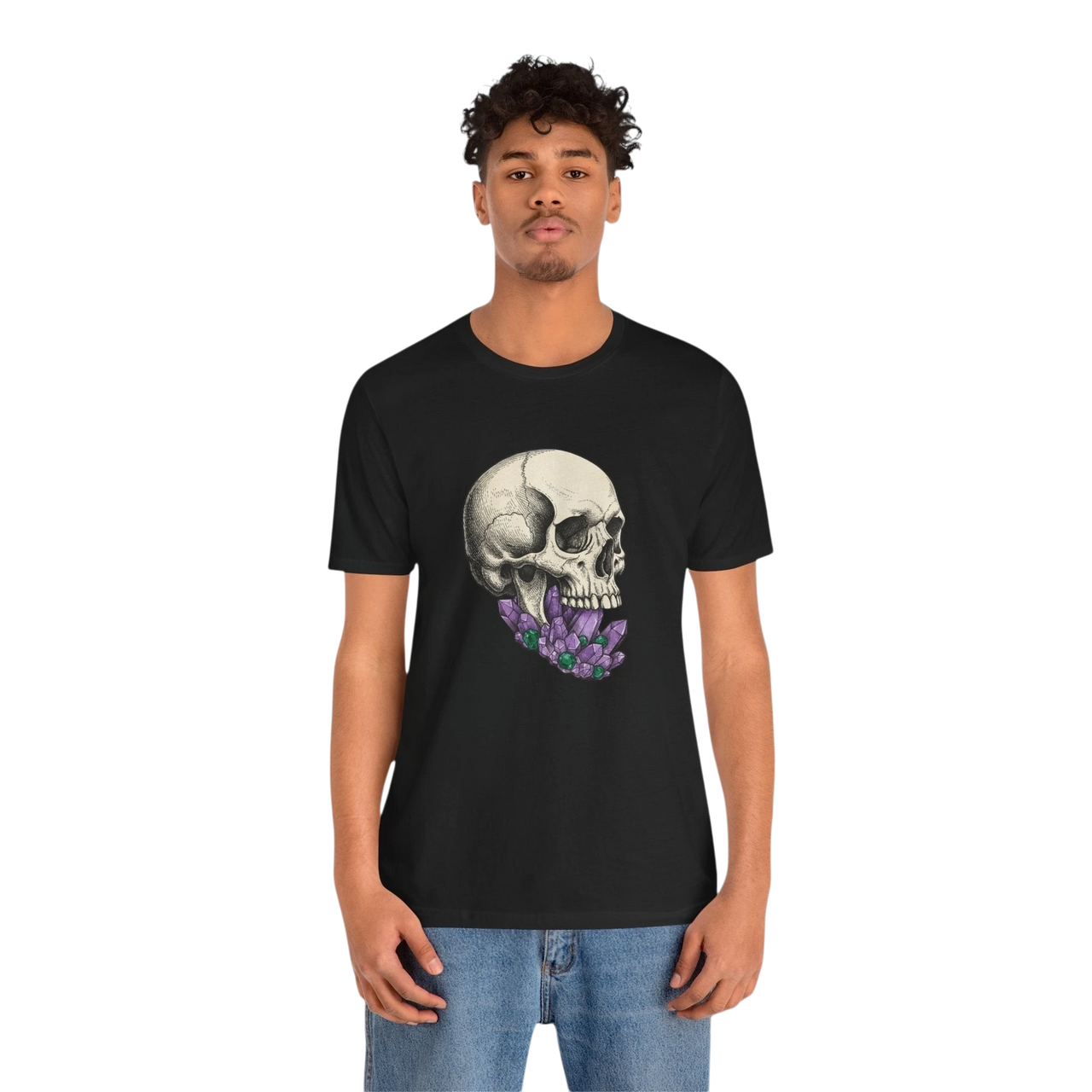 Skull with Purple Crystals Tee — Gothic Skull Crystal T‑Shirt alternate view 3