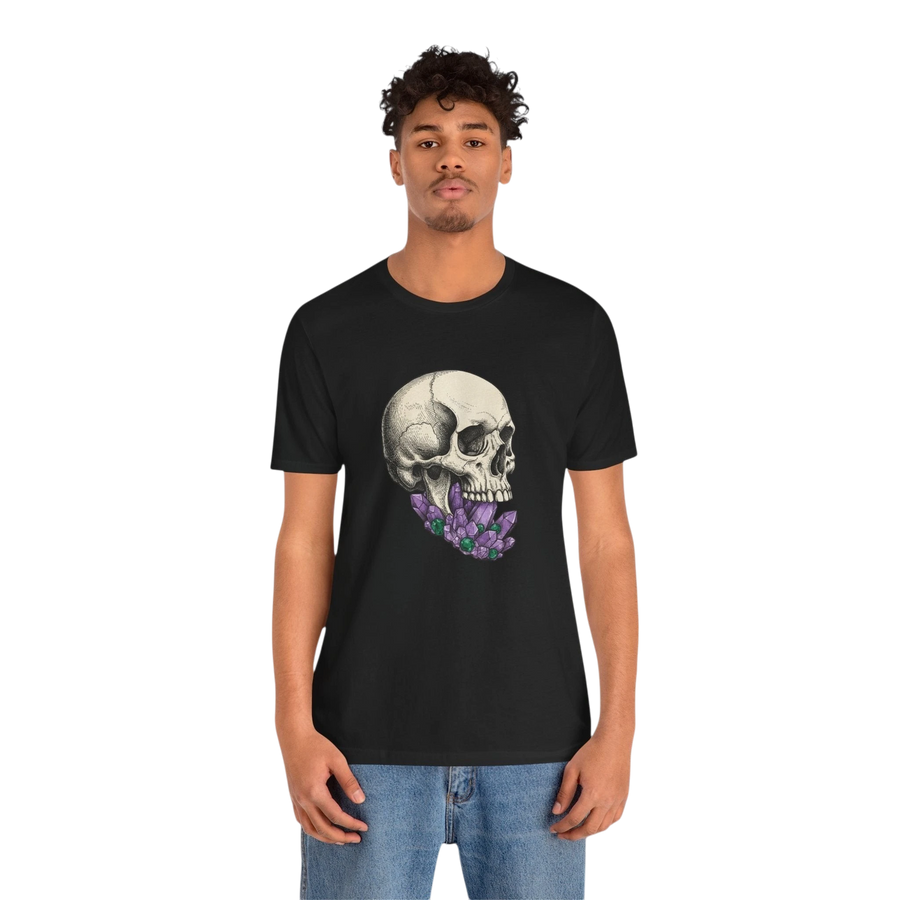 Skull with Purple Crystals Tee — Gothic Skull Crystal T‑Shirt alternate view 3