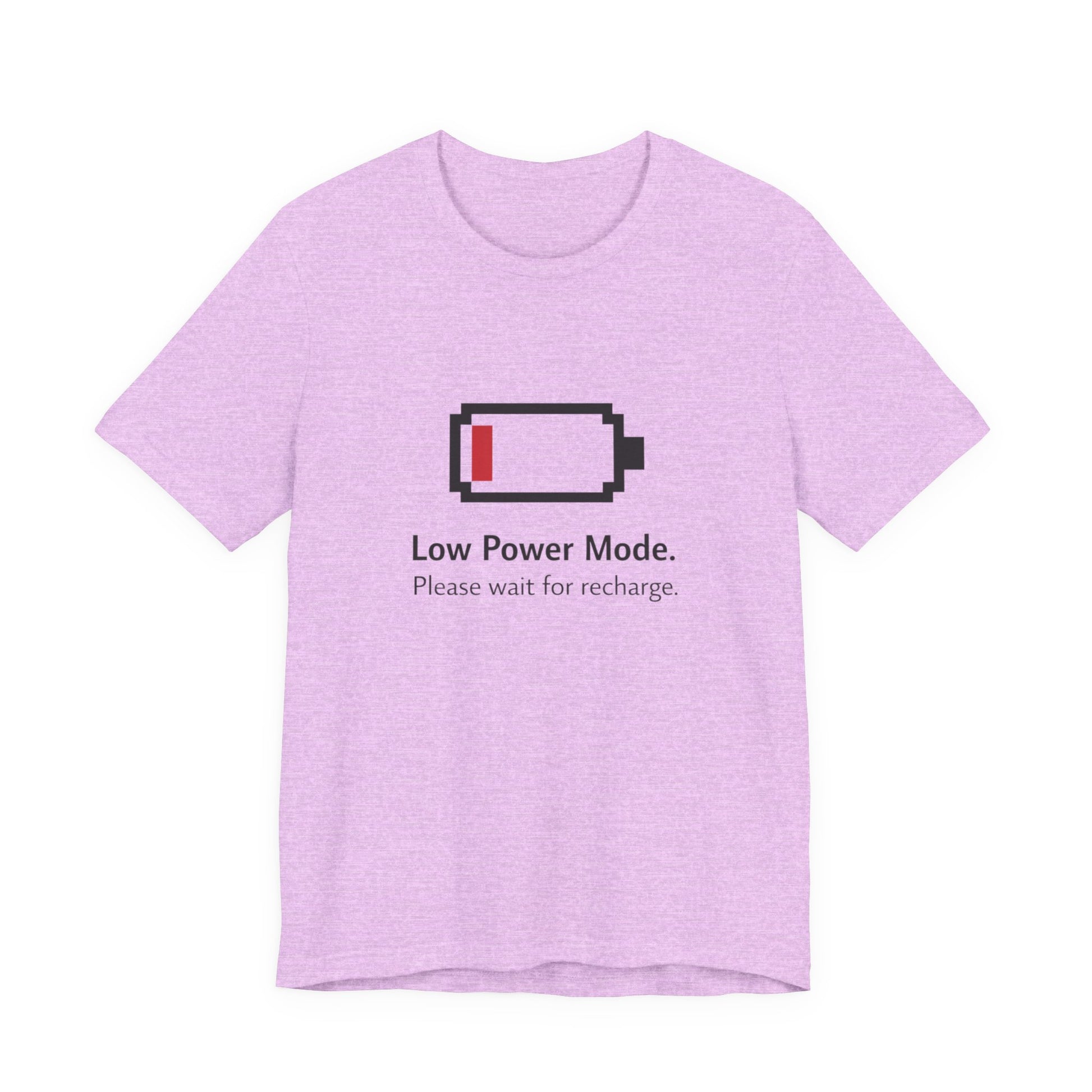 Low Power Mode T-Shirt – Pixel Battery Graphic Tee with “Please wait for recharge.” alternate view 19
