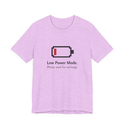 Low Power Mode T-Shirt – Pixel Battery Graphic Tee with “Please wait for recharge.” alternate view 19