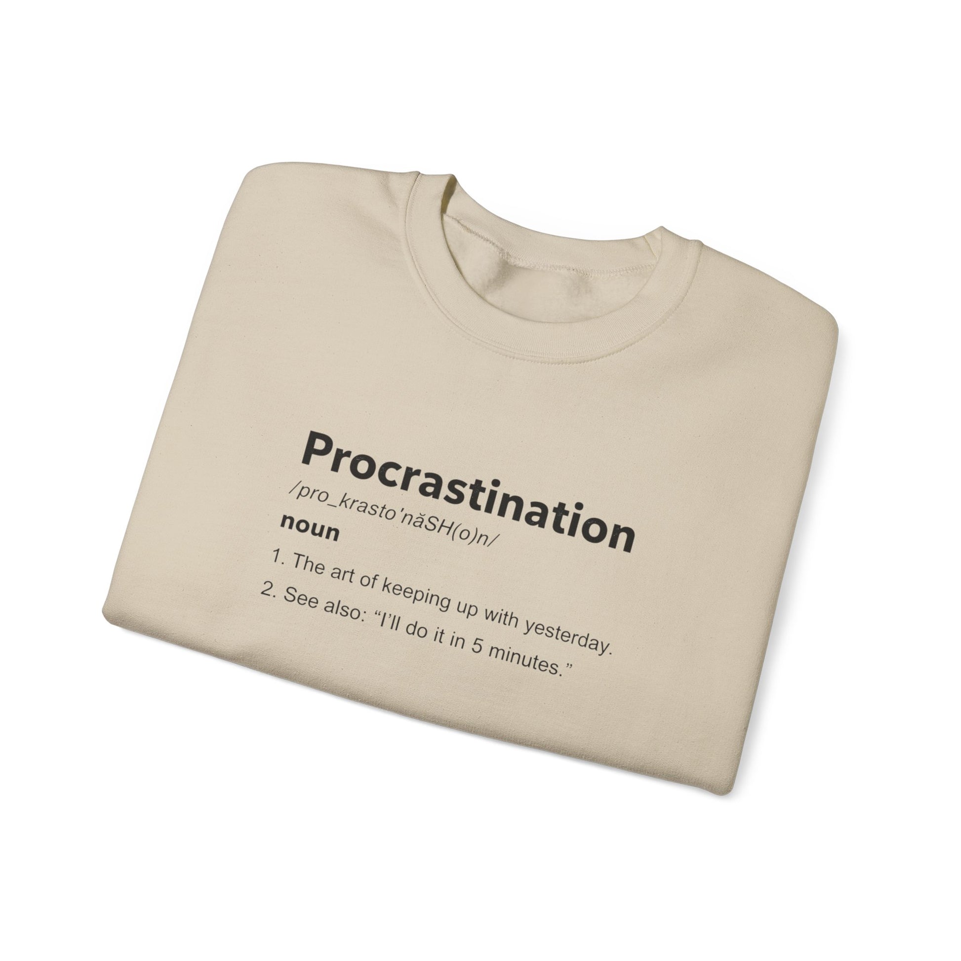 Procrastination Definition Sweatshirt — Funny Minimalist Crewneck for Students & Remote Workers alternate view 9