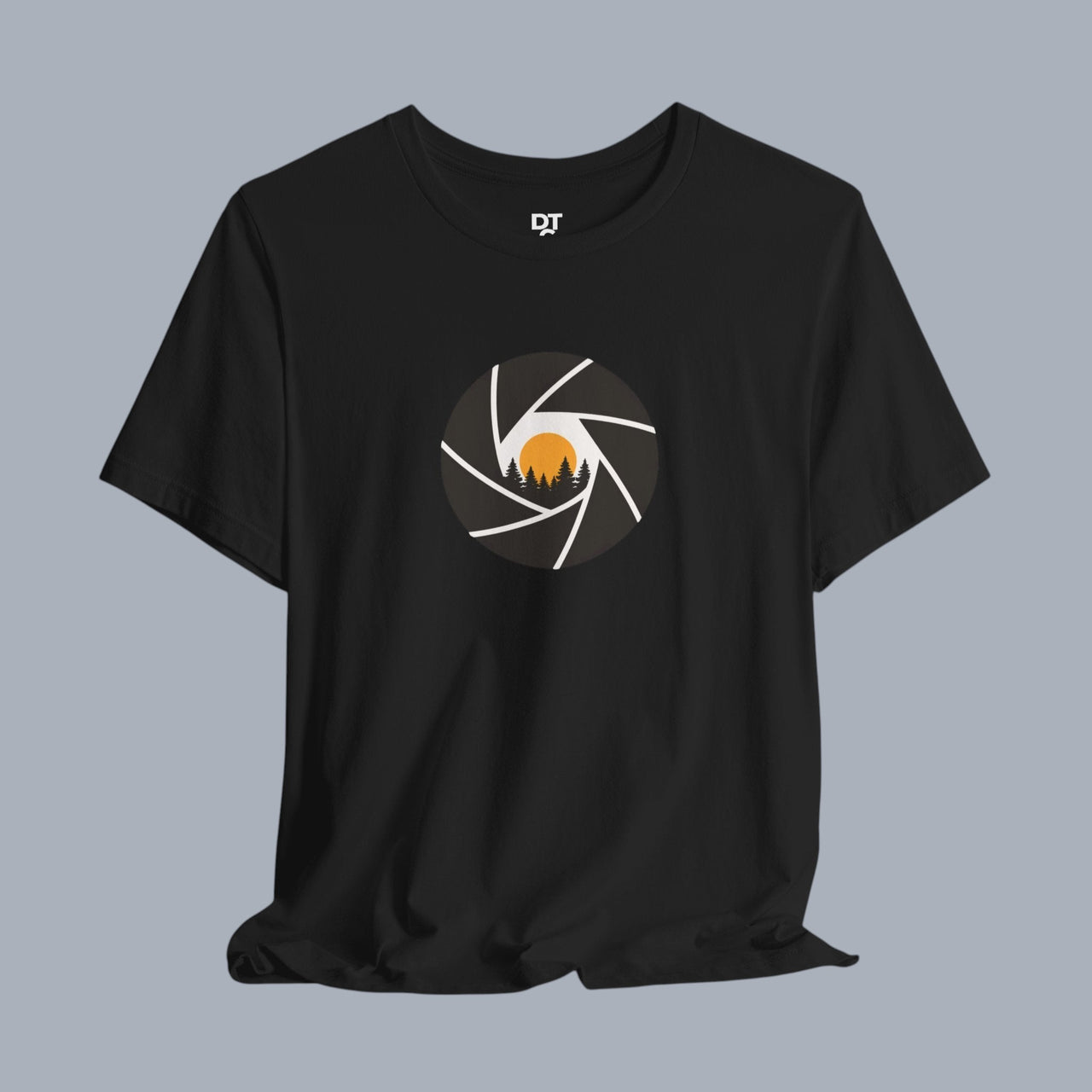 Camera Aperture Mountain T-Shirt — Photography & Outdoor Adventure Tee alternate view 3