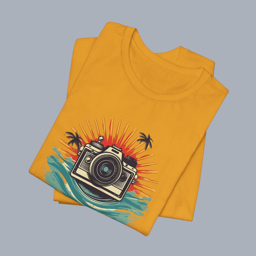 Camera Sunset Tee — Vintage Beach Photography T-Shirt