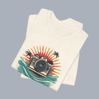 Camera Sunset Tee — Vintage Beach Photography T-Shirt