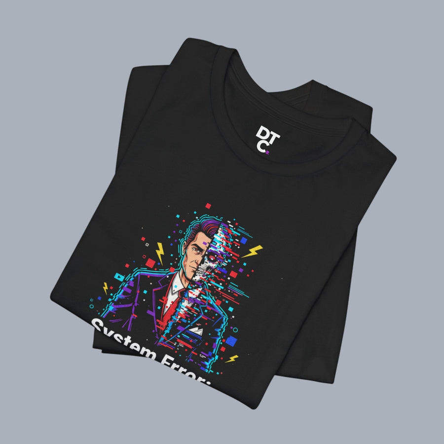 System Error: Human.exe T-Shirt — Glitch Art Tech Tee