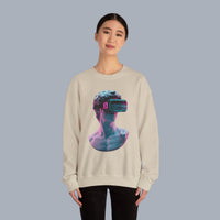 Retro Vaporwave Statue Crewneck Sweatshirt – VR Bust Graphic alternate view 15