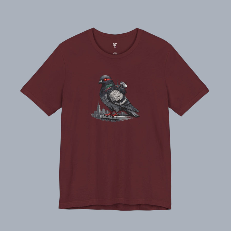 Surveillance Pigeon Cityscape Tee — Urban Bird Graphic T-Shirt alternate view 26