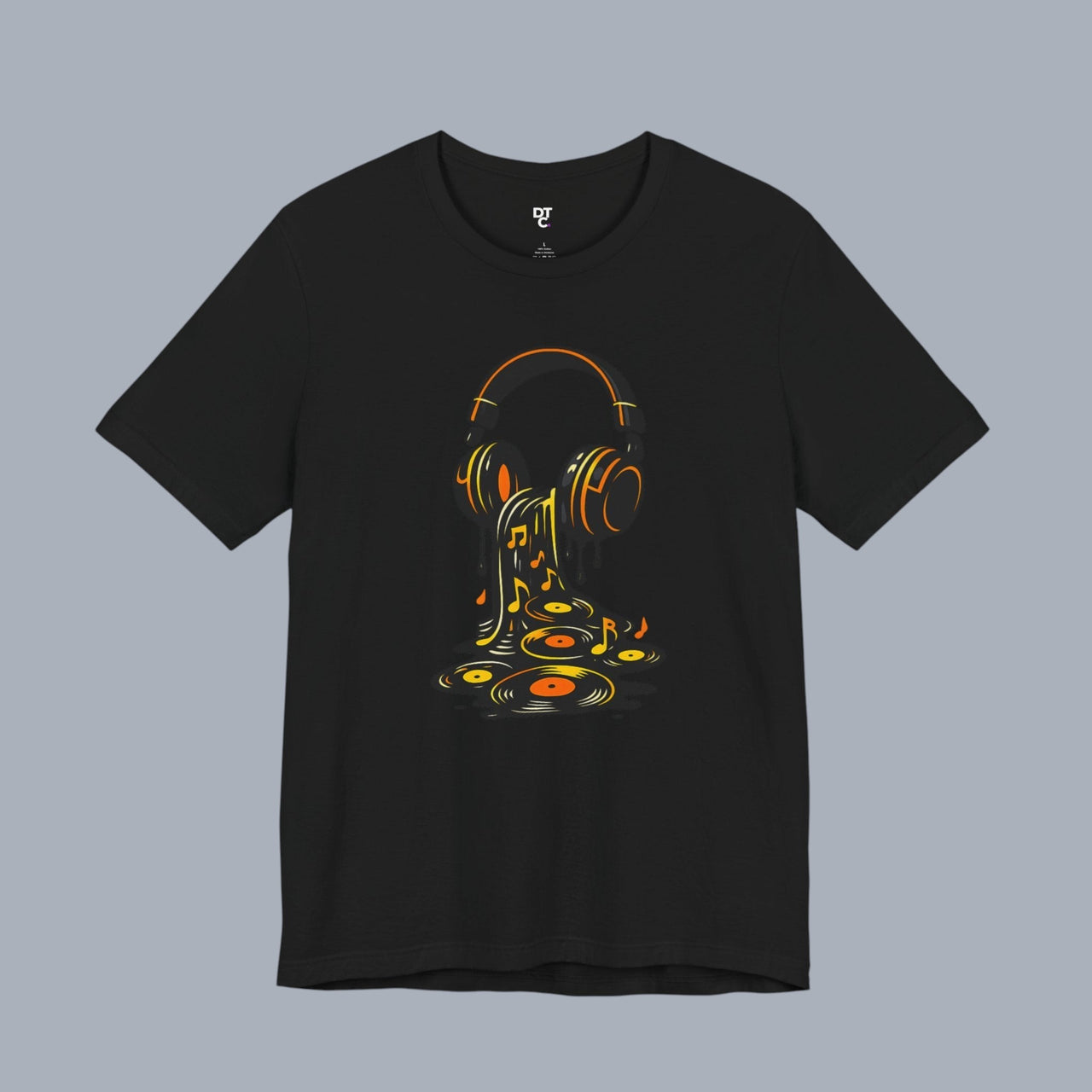 Melting Headphones Tee — Retro Vinyl Drip Music T-Shirt alternate view 11