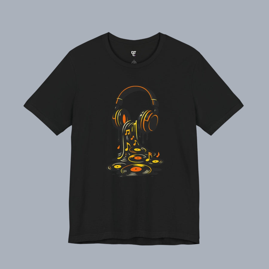 Melting Headphones Tee — Retro Vinyl Drip Music T-Shirt alternate view 11