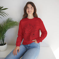 Floral Sketch Crewneck Sweatshirt — Delicate Wildflower Illustration