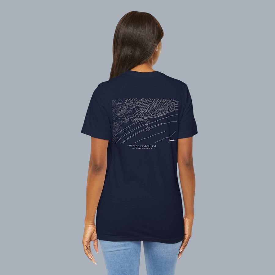 Venice Beach Map T‑Shirt — Minimal Coastal Map Graphic Tee