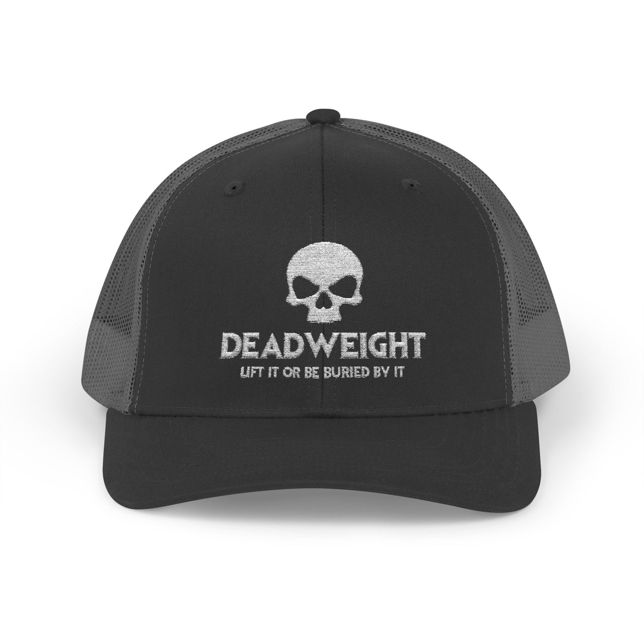 Deadweight Skull Trucker Cap — "Deadweight" Fitness Snapback for Gym & Weightlifting