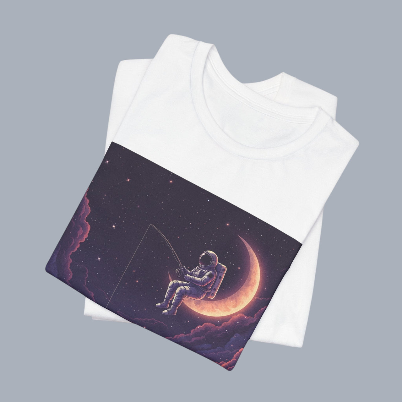 Astronaut Moon Fishing T‑Shirt — Dreamy Cosmic Scene Graphic Tee alternate view 6