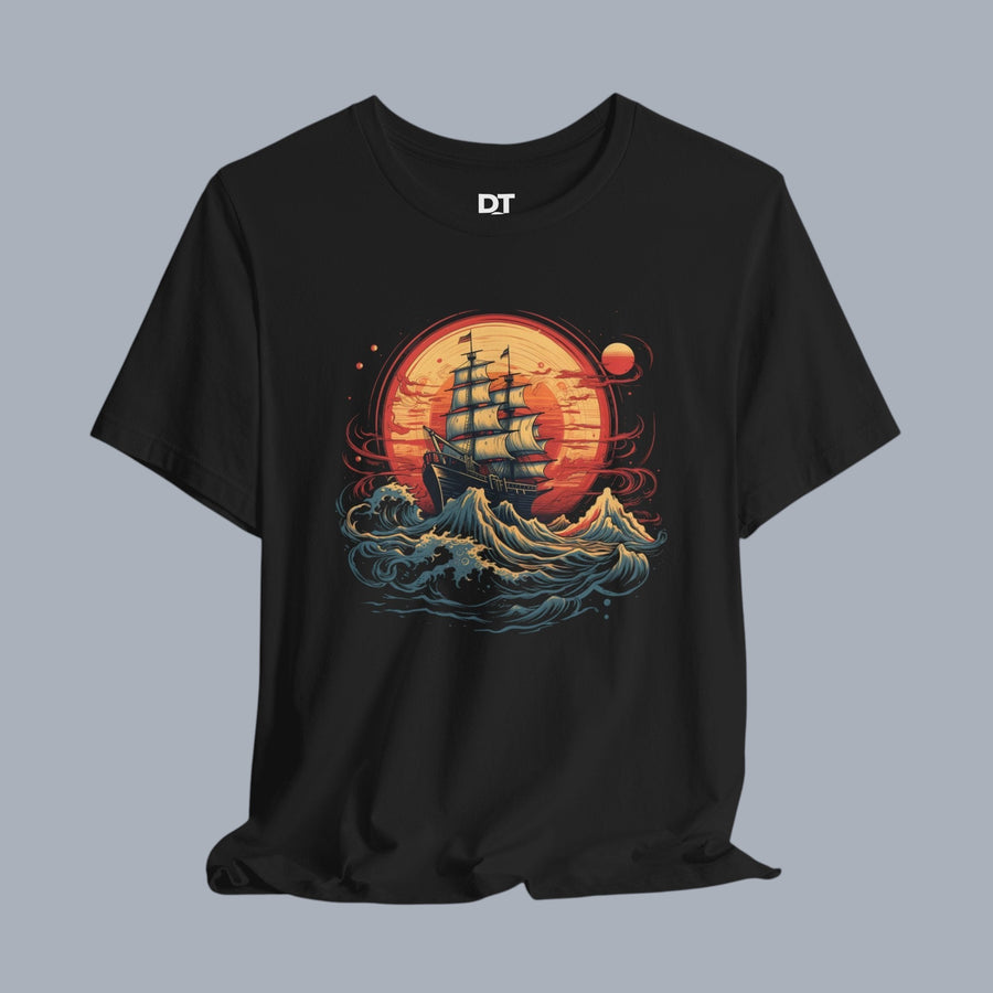 Sailing Sunset Tee — Vintage Ship Graphic T-Shirt