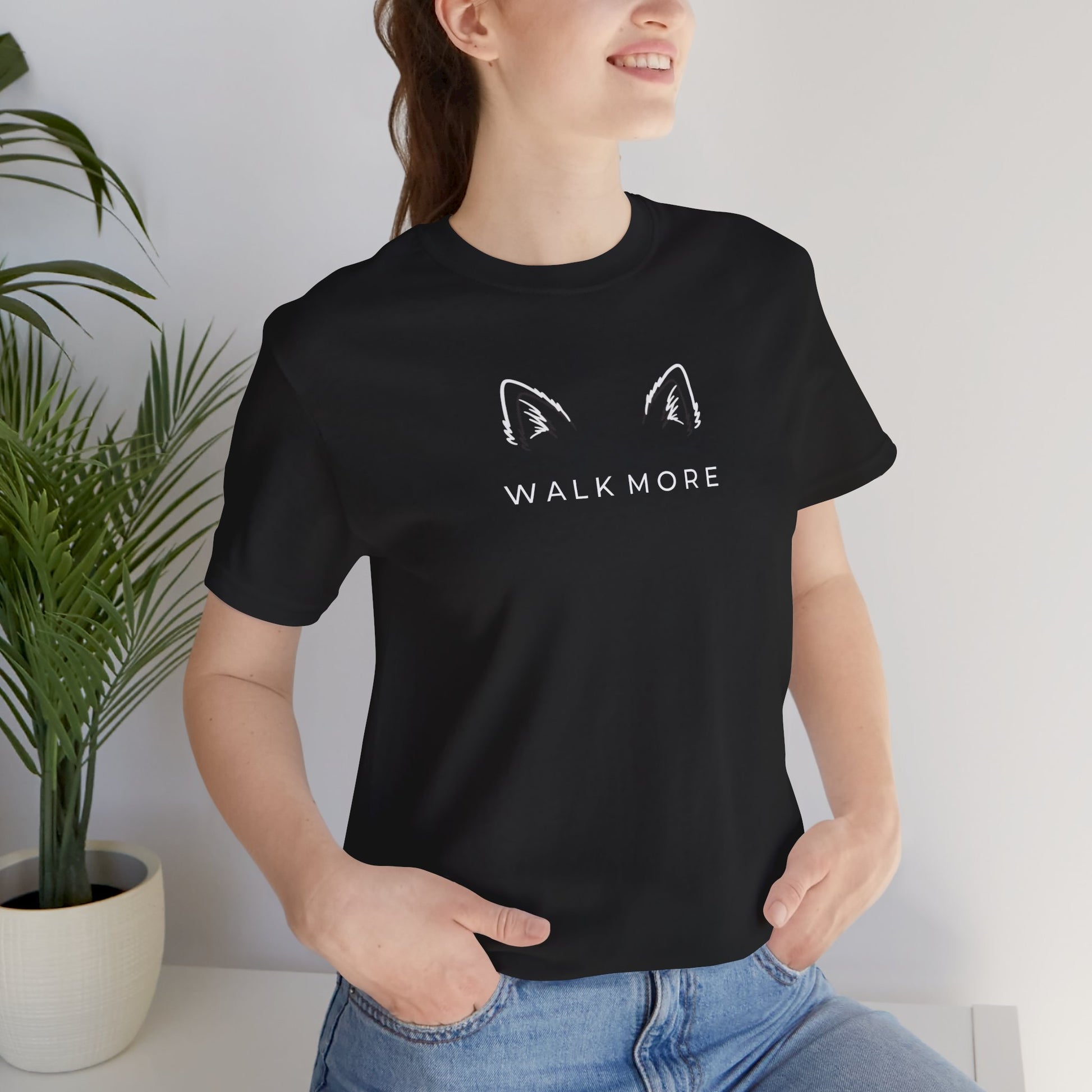 T-Shirt — 'Walk More' Minimal Dog Ears Graphic Tee