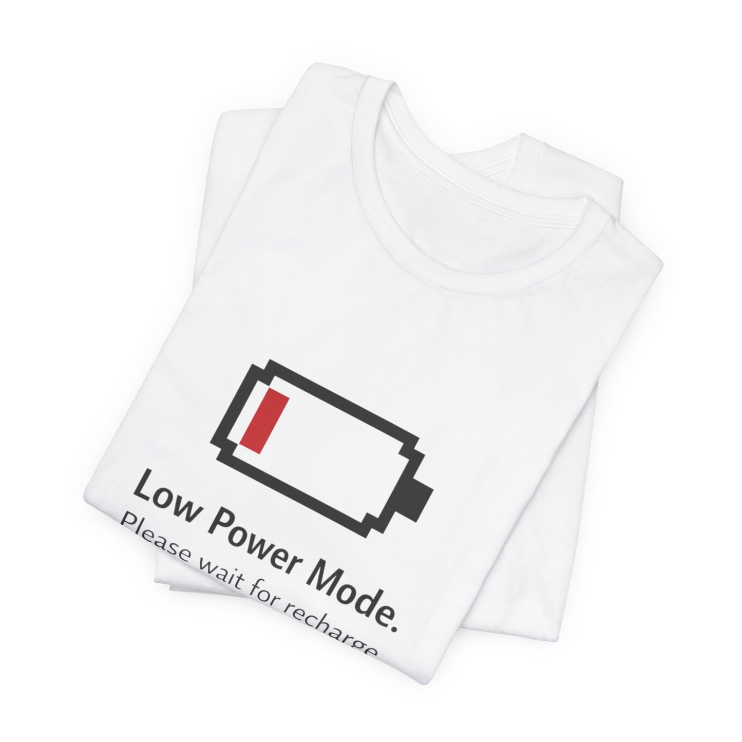 Low Power Mode T-Shirt – Pixel Battery Graphic Tee with “Please wait for recharge.” alternate view 8