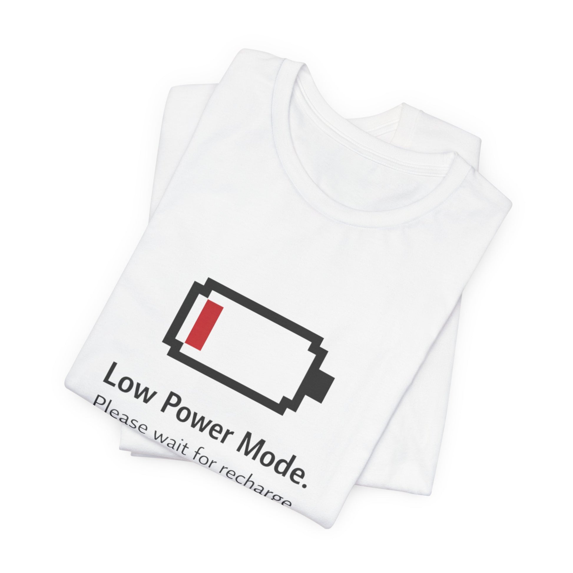 Low Power Mode T-Shirt – Pixel Battery Graphic Tee with “Please wait for recharge.” alternate view 8