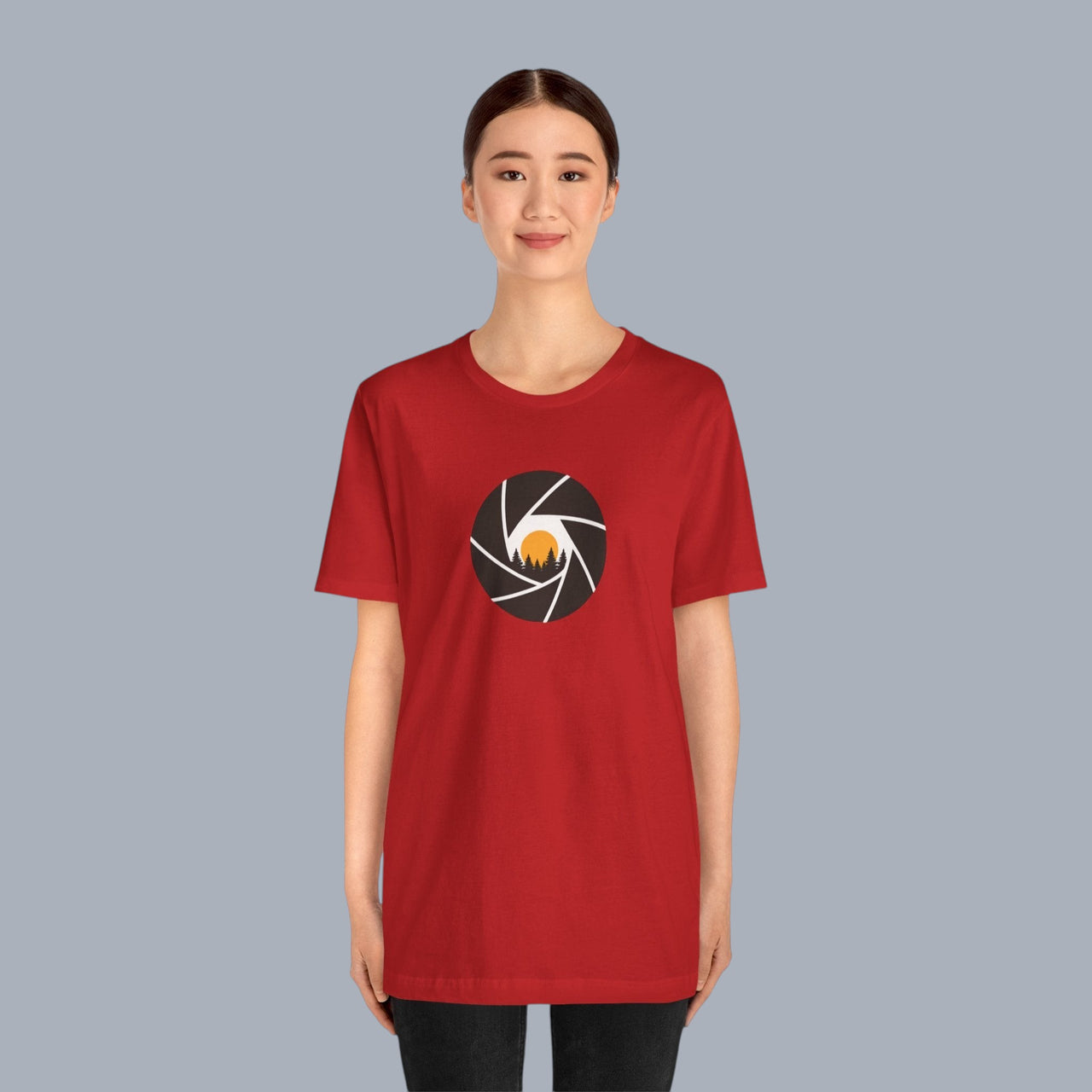 Camera Aperture Mountain T-Shirt — Photography & Outdoor Adventure Tee alternate view 2