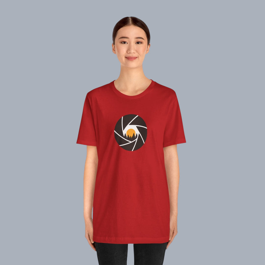 Camera Aperture Mountain T-Shirt — Photography & Outdoor Adventure Tee alternate view 2