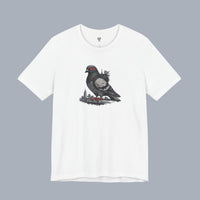 Surveillance Pigeon Cityscape Tee — Urban Bird Graphic T-Shirt alternate view 10
