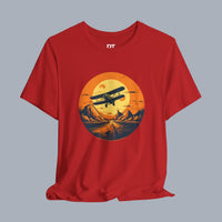 Vintage Biplane Sunset Tee — Retro Aviation Graphic T-Shirt
