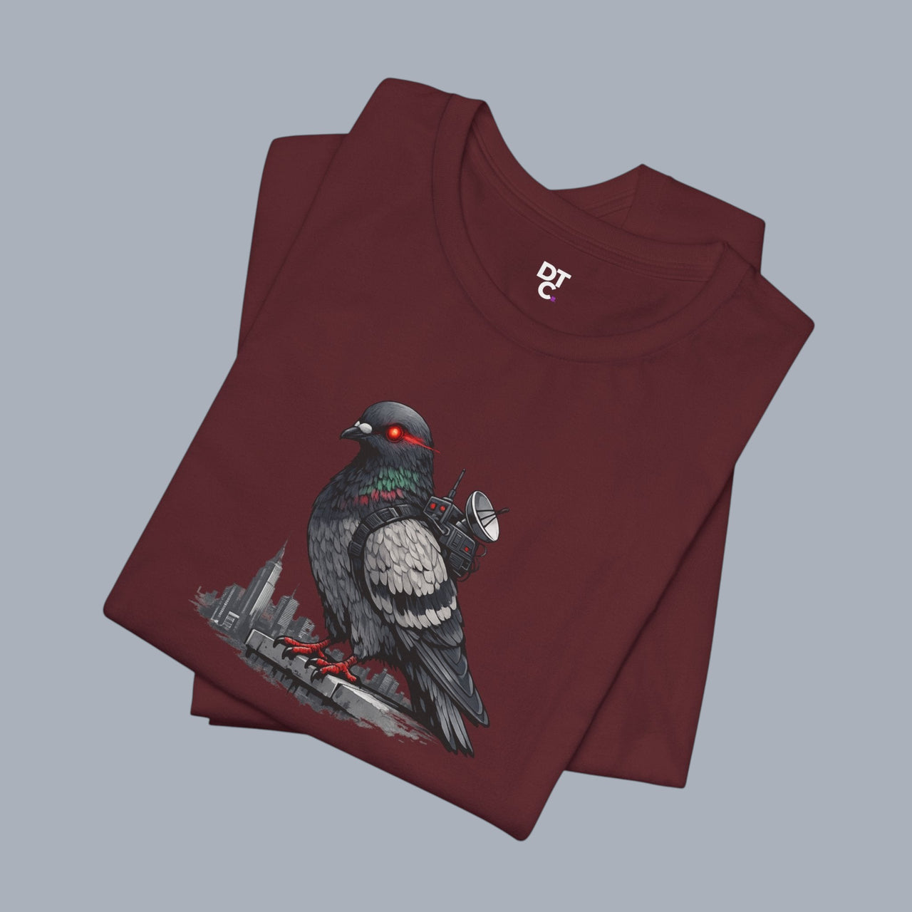 Surveillance Pigeon Cityscape Tee — Urban Bird Graphic T-Shirt alternate view 27