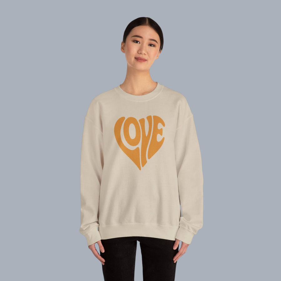 Crewneck Sweatshirt — Retro Heart "LOVE" Graphic Pullover