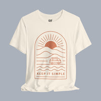 Keep It Simple Sunset Tee — Minimal Camper Van Graphic T-Shirt