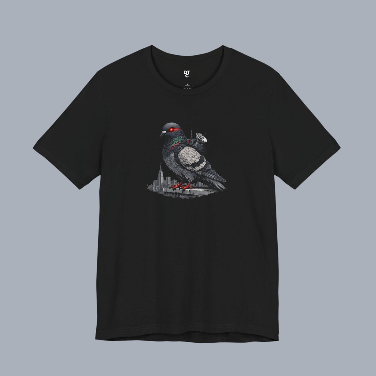 Surveillance Pigeon Cityscape Tee — Urban Bird Graphic T-Shirt alternate view 14