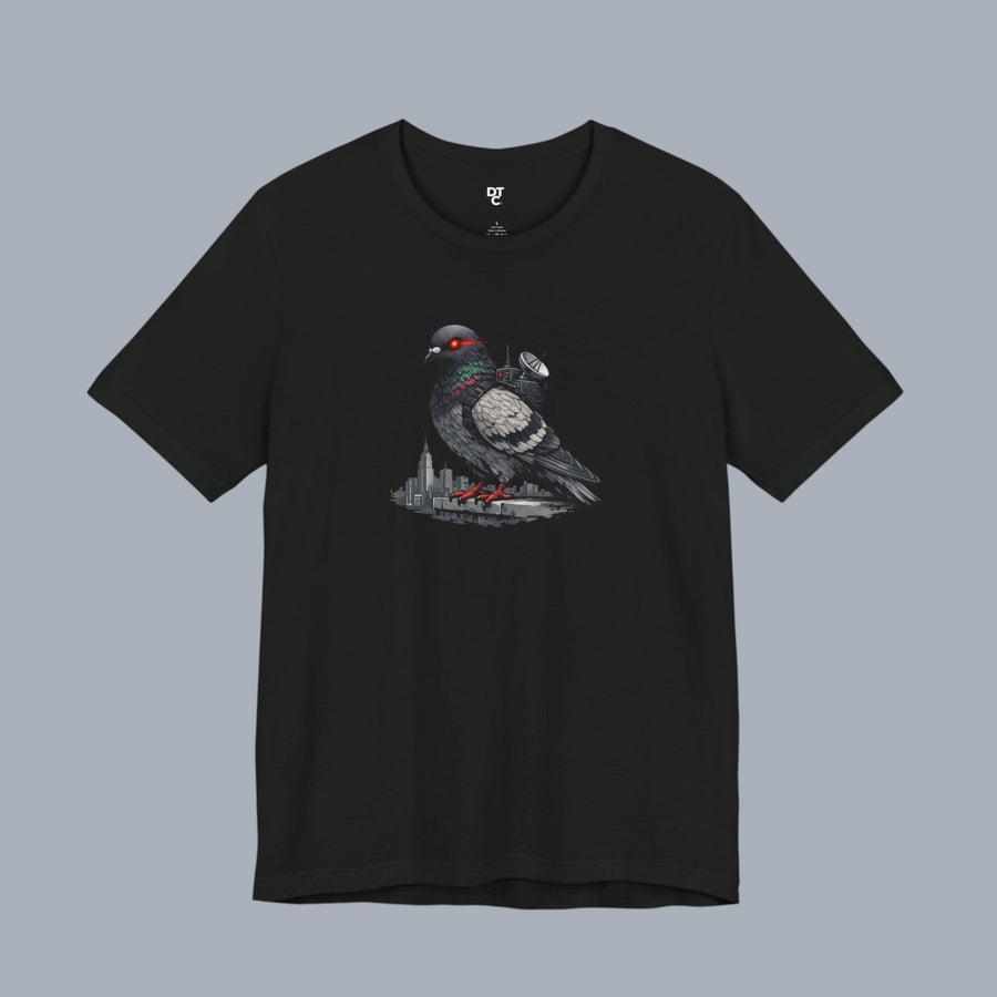 Surveillance Pigeon Cityscape Tee — Urban Bird Graphic T-Shirt alternate view 14