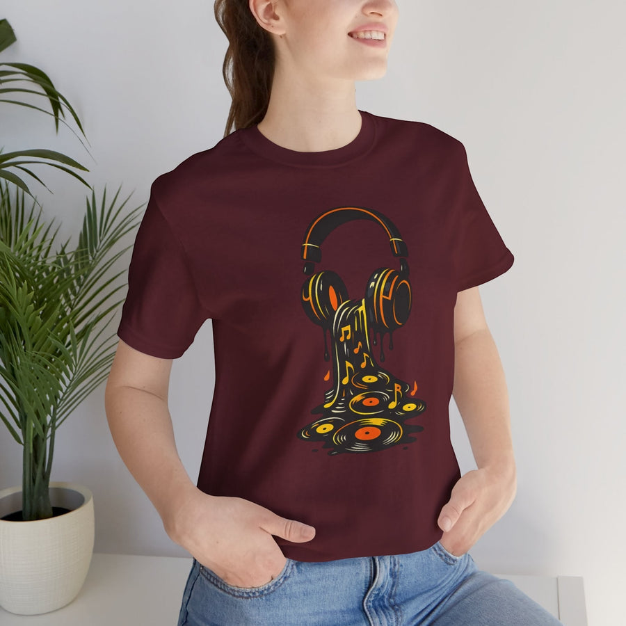 Melting Headphones Tee — Retro Vinyl Drip Music T-Shirt alternate view 18
