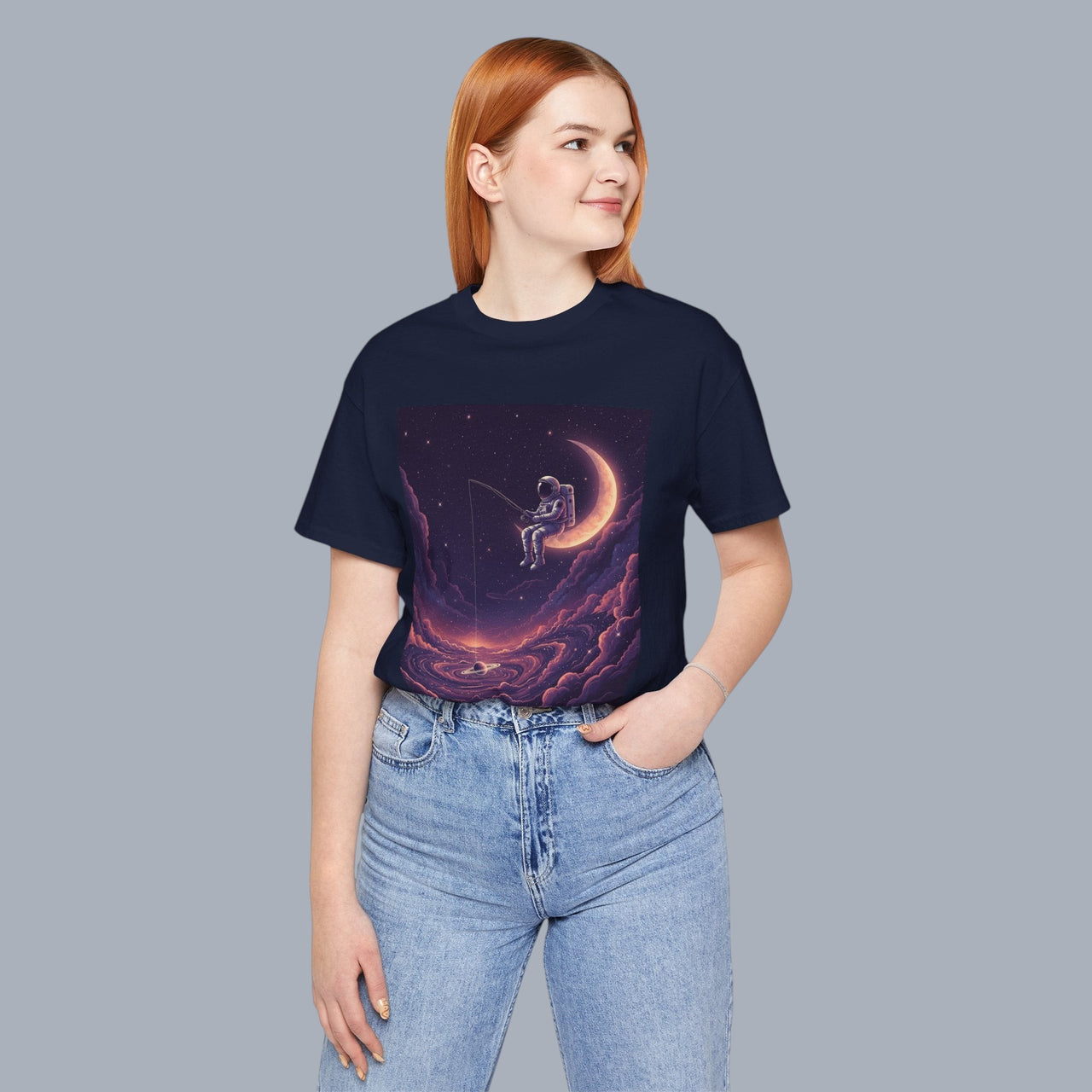 Astronaut Moon Fishing T‑Shirt — Dreamy Cosmic Scene Graphic Tee alternate view 12