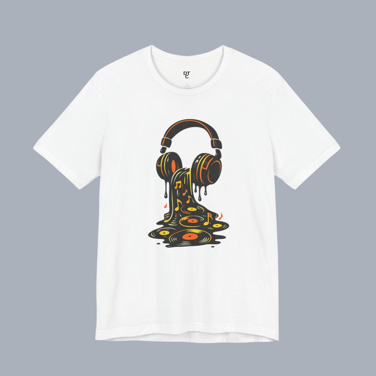 Melting Headphones Tee — Retro Vinyl Drip Music T-Shirt alternate view 8