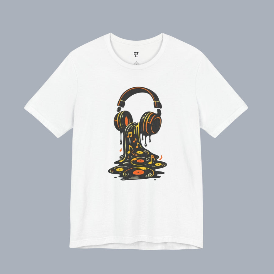 Melting Headphones Tee — Retro Vinyl Drip Music T-Shirt alternate view 8