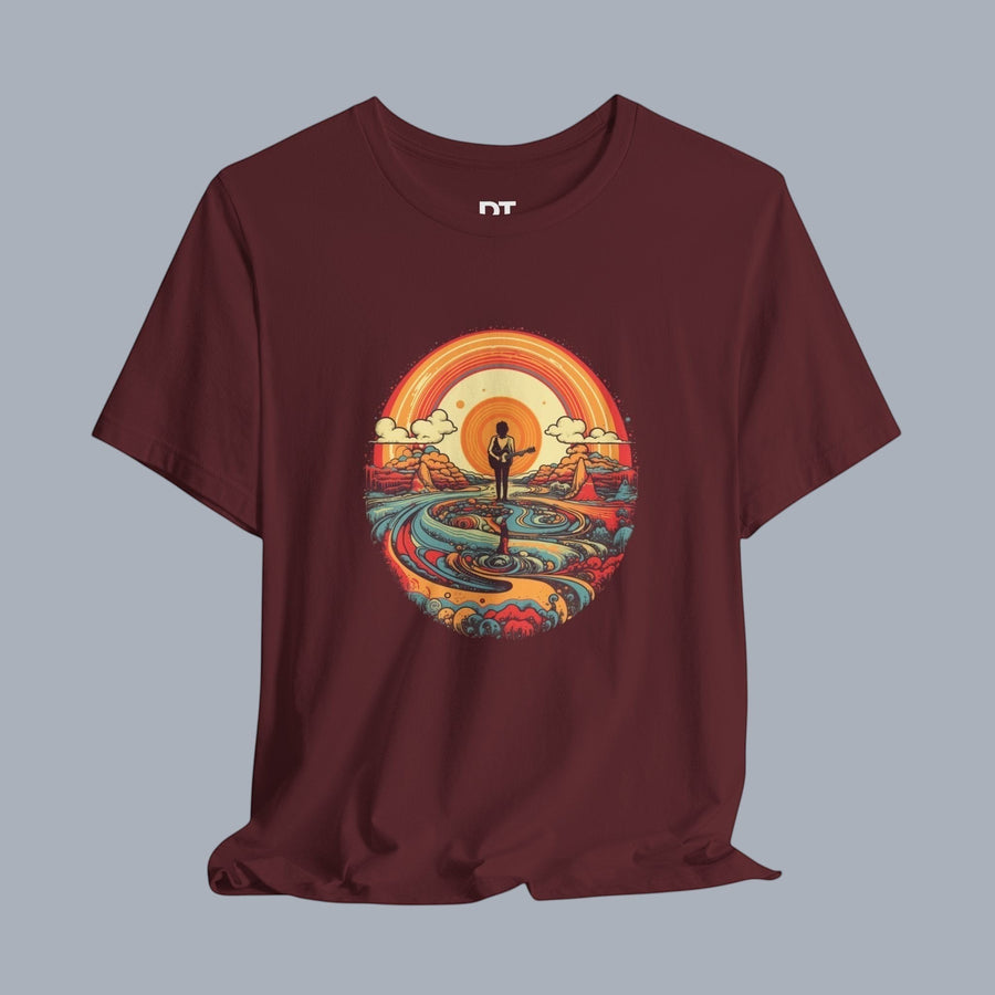 Retro Woodstock Sunset T-Shirt — Silhouette Beach Tee