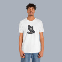 Surveillance Pigeon Cityscape Tee — Urban Bird Graphic T-Shirt alternate view 9