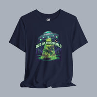 Out of This World UFO Tee — Alien Abduction Cannabis Plant Graphic T-Shirt