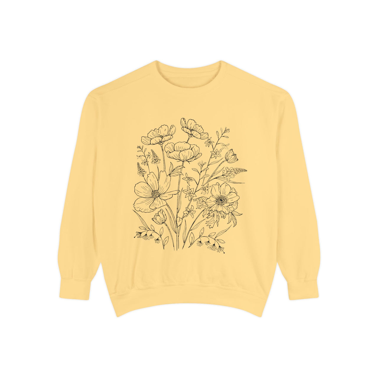 Wildflowers Outline Garment-Dyed Sweatshirt alternate view 6