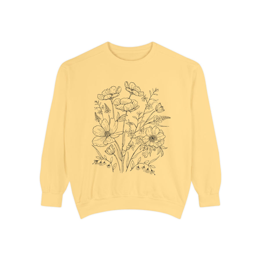 Wildflowers Outline Garment-Dyed Sweatshirt alternate view 6