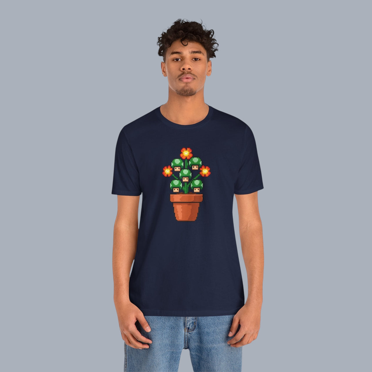 Pixel Mushroom Plant Tee – Retro Video Game Mushroom Pot T-Shirt