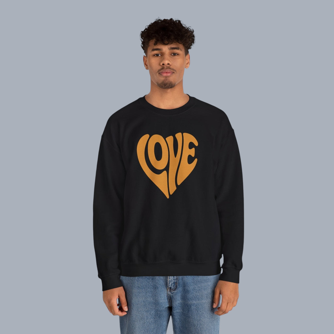 Crewneck Sweatshirt — Retro Heart "LOVE" Graphic Pullover