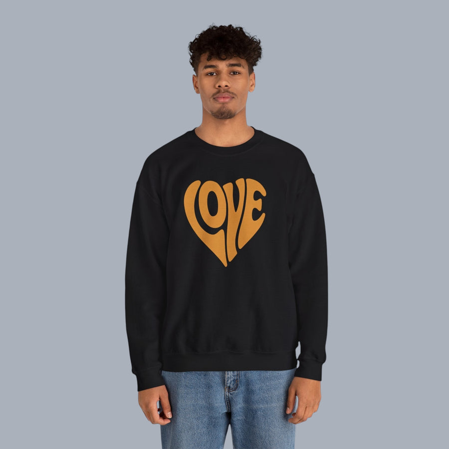 Crewneck Sweatshirt — Retro Heart "LOVE" Graphic Pullover