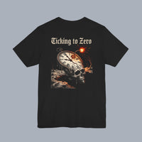 [Black T-Shirt with skull clock graphic