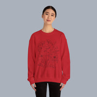 Floral Sketch Crewneck Sweatshirt — Delicate Wildflower Illustration