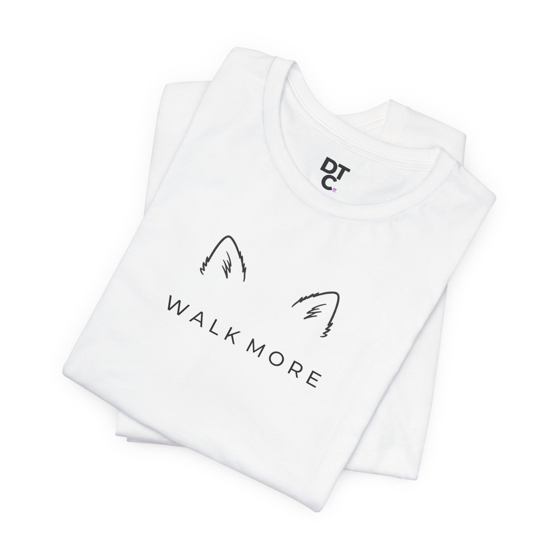 T-Shirt — 'Walk More' Minimal Dog Ears Graphic Tee