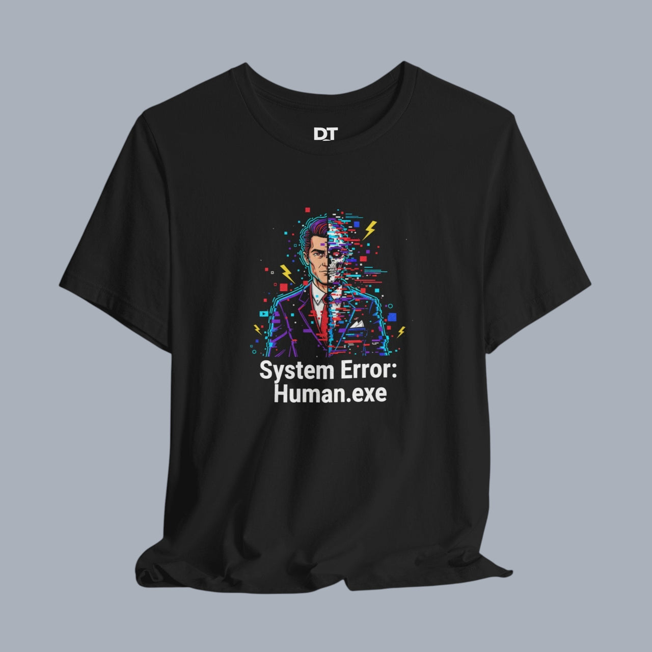 System Error: Human.exe T-Shirt — Glitch Art Tech Tee