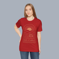 Keep It Simple Sunset Tee — Minimal Camper Van Graphic T-Shirt