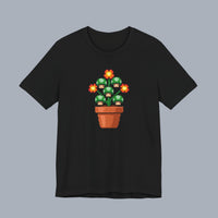 Pixel Mushroom Plant Tee – Retro Video Game Mushroom Pot T-Shirt