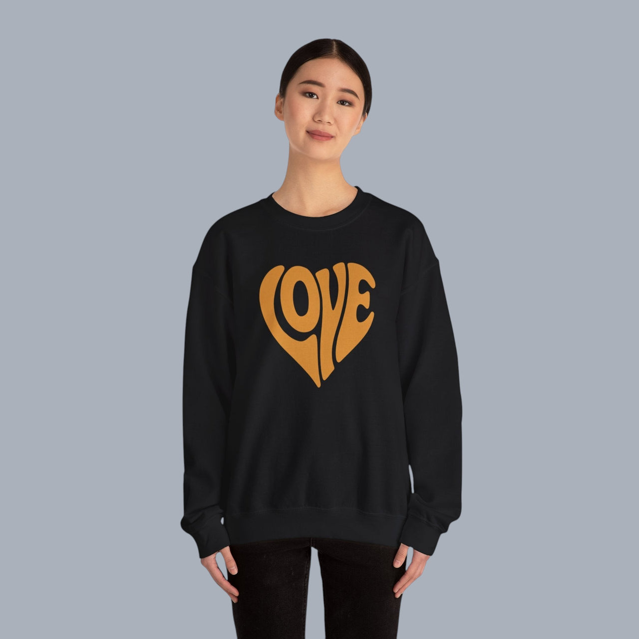 Crewneck Sweatshirt — Retro Heart "LOVE" Graphic Pullover