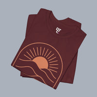 Keep It Simple Sunset Tee — Minimal Camper Van Graphic T-Shirt